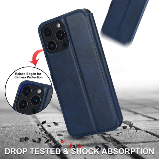 For iPhone 16 Pro Shockproof PU + TPU Leather Phone Case(Blue) by buy2fix