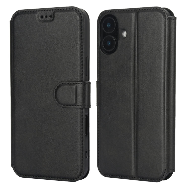 For iPhone 16 Plus Shockproof PU + TPU Leather Phone Case(Black) - iPhone 16 Plus Cases by buy2fix | Online Shopping UK | buy2fix