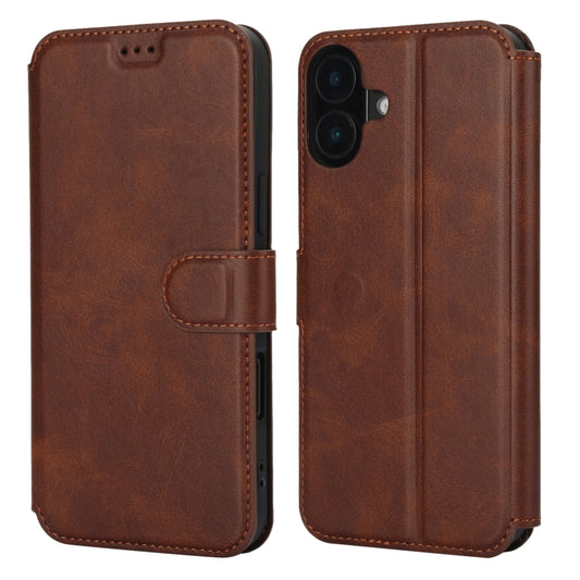 For iPhone 16 Plus Shockproof PU + TPU Leather Phone Case(Brown) by buy2fix