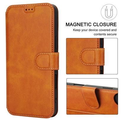 For iPhone 16 Shockproof PU + TPU Leather Phone Case(Light Brown) by buy2fix
