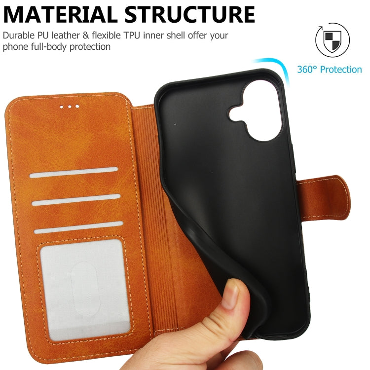 For iPhone 16 Shockproof PU + TPU Leather Phone Case(Light Brown) by buy2fix