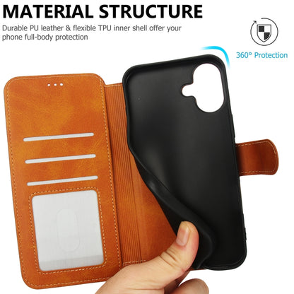 For iPhone 16 Shockproof PU + TPU Leather Phone Case(Light Brown) by buy2fix