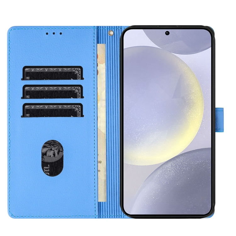 For Samsung Galaxy S25 5G Cartoon Elephant Embossed Leather Phone Case(Blue) by buy2fix