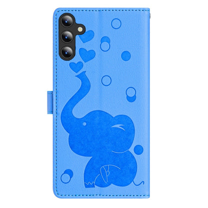 For Samsung Galaxy S25+ 5G Cartoon Elephant Embossed Leather Phone Case(Blue) by buy2fix