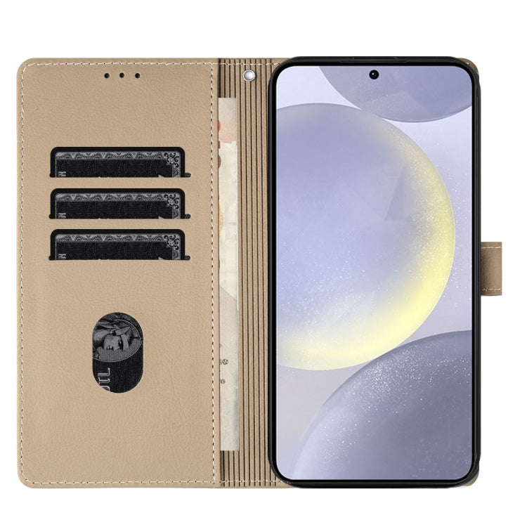 For Samsung Galaxy S25+ 5G Cartoon Elephant Embossed Leather Phone Case(Khaki) by buy2fix