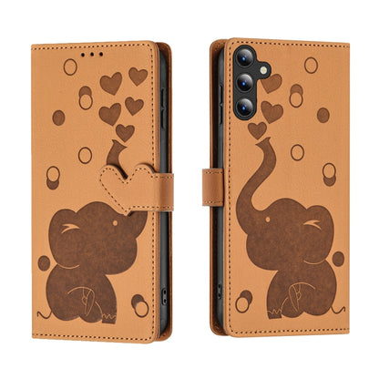 For Samsung Galaxy S25+ 5G Cartoon Elephant Embossed Leather Phone Case(Yellow) by buy2fix