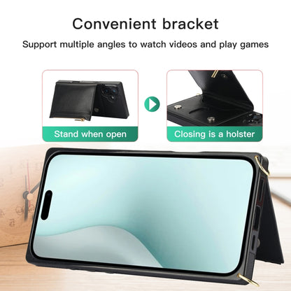 For iPhone 16 Plus Square Zipper Wallet Bag TPU+PU Back Cover Case(Rose Gold) by buy2fix