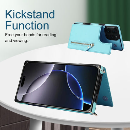 For iPhone 16 Pro Cross-body Zipper Square Phone Case(Green) by buy2fix