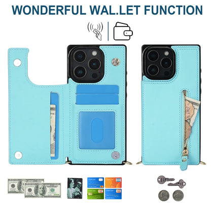 For iPhone 16 Pro Cross-body Zipper Square Phone Case(Green) by buy2fix