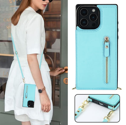 For iPhone 16 Pro Cross-body Zipper Square Phone Case(Green) by buy2fix