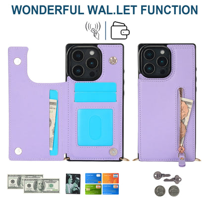 For iPhone 16 Pro Cross-body Zipper Square Phone Case(Purple) by buy2fix