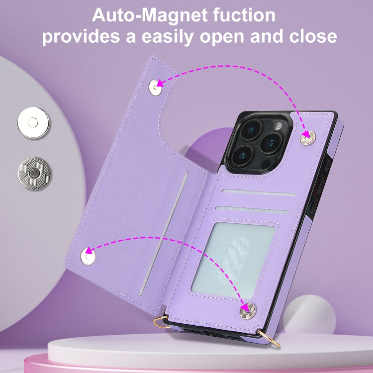 For iPhone 16 Pro Cross-body Zipper Square Phone Case(Purple) by buy2fix