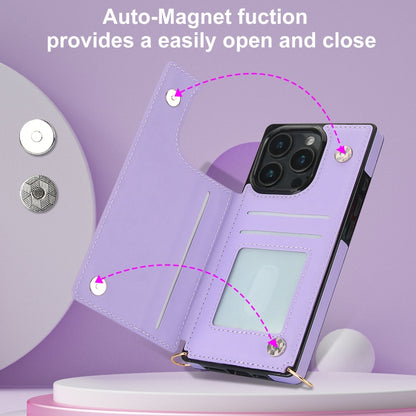 For iPhone 16 Pro Cross-body Zipper Square Phone Case(Purple) by buy2fix