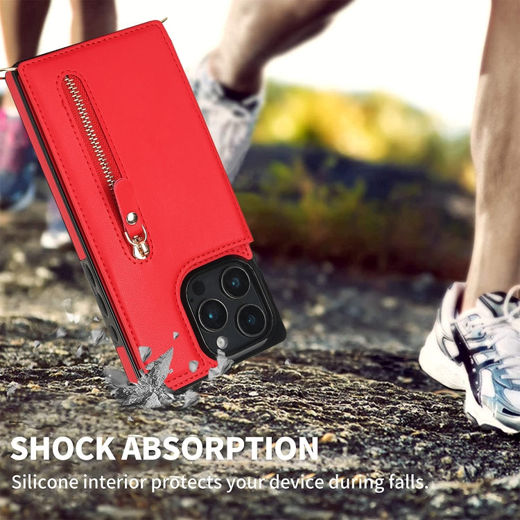 For iPhone 16 Pro Cross-body Zipper Square Phone Case(Red) - iPhone 16 Pro Cases by buy2fix | Online Shopping UK | buy2fix