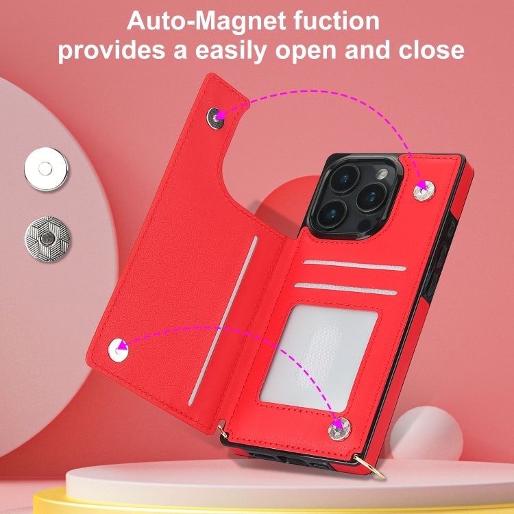 For iPhone 16 Pro Cross-body Zipper Square Phone Case(Red) - iPhone 16 Pro Cases by buy2fix | Online Shopping UK | buy2fix