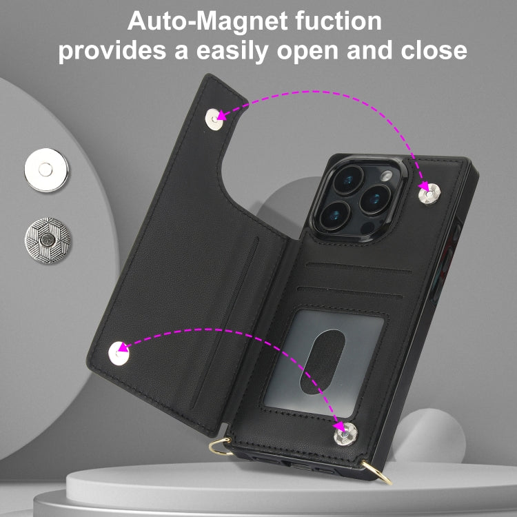 For iPhone 16 Pro Cross-body Zipper Square Phone Case(Black) by buy2fix