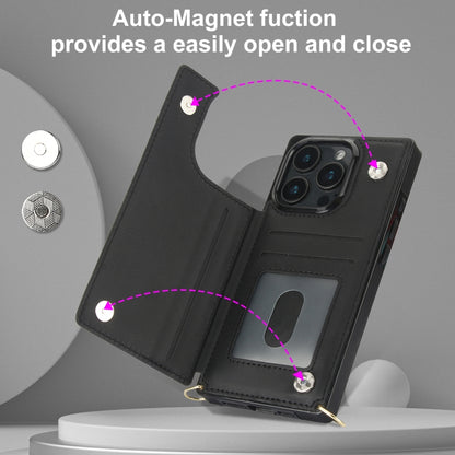 For iPhone 16 Pro Cross-body Zipper Square Phone Case(Black) by buy2fix