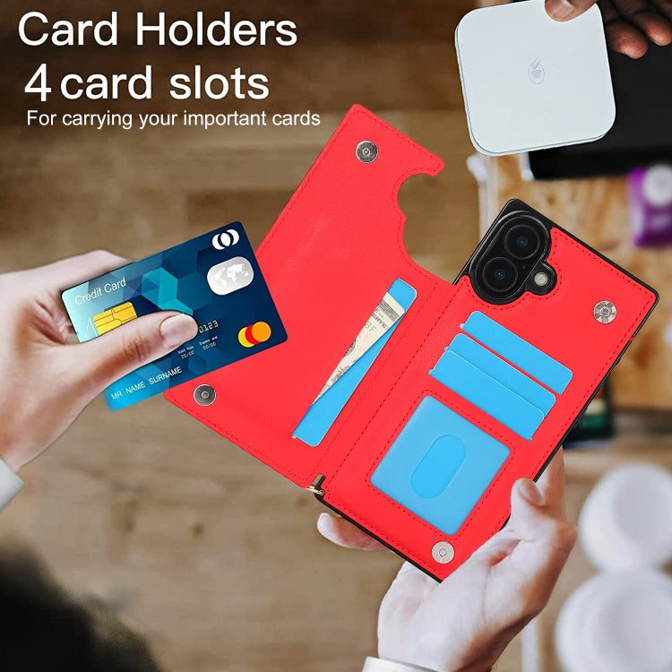 For iPhone 16 Plus Cross-body Zipper Square Phone Case(Red) by buy2fix