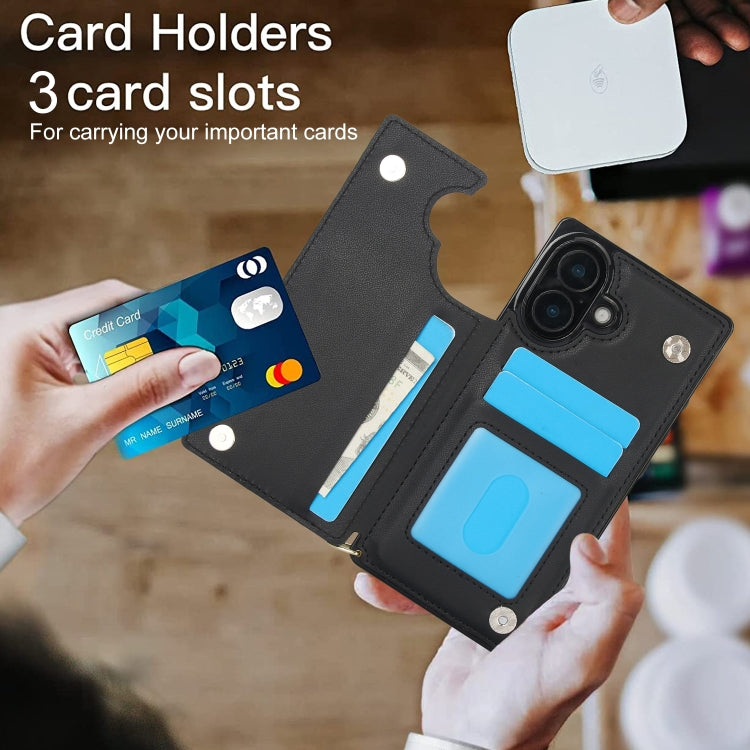 For iPhone 16 Cross-body Zipper Square Phone Case(Black) by buy2fix