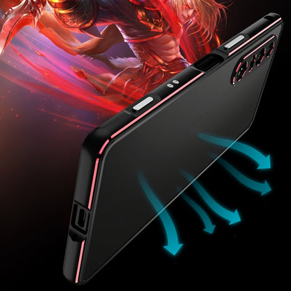 For Sony Xperia 1 VI Aurora Series Lens Protector + Metal Frame Protective Phone Case(Black Red) - Google Cases by buy2fix | Online Shopping UK | buy2fix