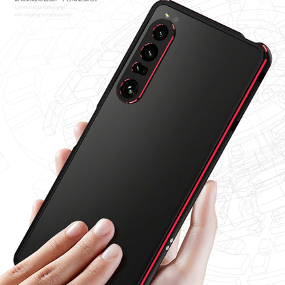 For Sony Xperia 1 VI Aurora Series Lens Protector + Metal Frame Protective Phone Case(Black Red) - Google Cases by buy2fix | Online Shopping UK | buy2fix