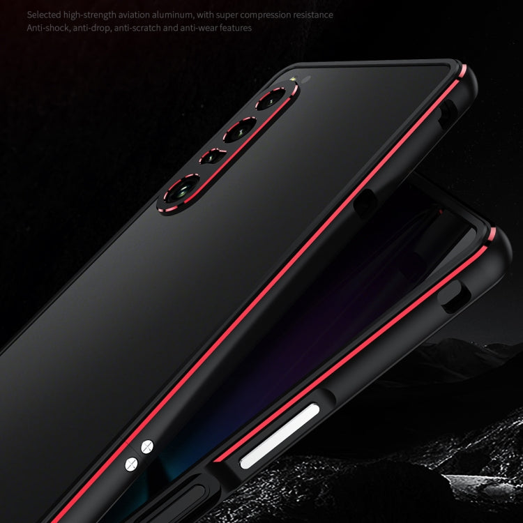 For Sony Xperia 1 VI Aurora Series Lens Protector + Metal Frame Protective Phone Case(Black Purple) - Google Cases by buy2fix | Online Shopping UK | buy2fix