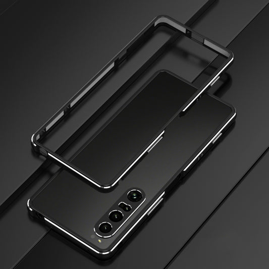 For Sony Xperia 1 VI Aurora Series Lens Protector + Metal Frame Protective Phone Case(Black Silver) - Google Cases by buy2fix | Online Shopping UK | buy2fix