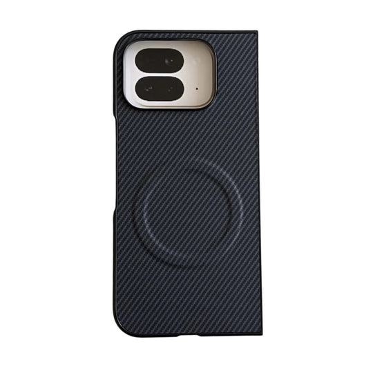 For Google Pixel 9 Pro Fold Carbon Fiber Leather MagSafe PC Phone Case(Black)