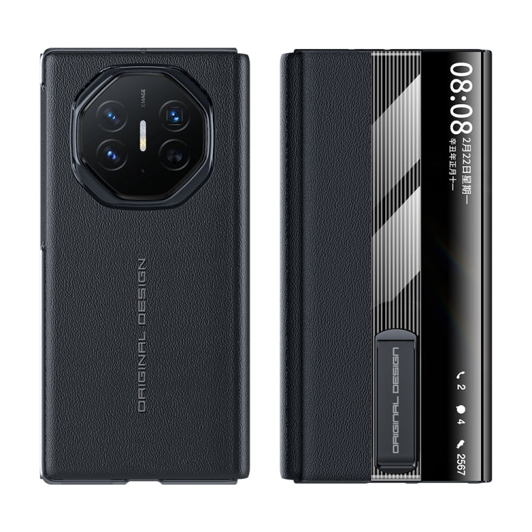 For Huawei Mate XT Ultimate Smart Side View Window Genuine Leather Phone Case(Black) - Huawei Cases by buy2fix | Online Shopping UK | buy2fix