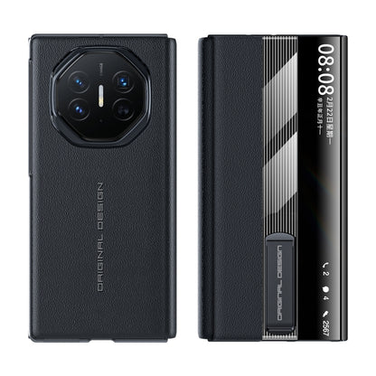 For Huawei Mate XT Ultimate Smart Side View Window Genuine Leather Phone Case(Black) - Huawei Cases by buy2fix | Online Shopping UK | buy2fix