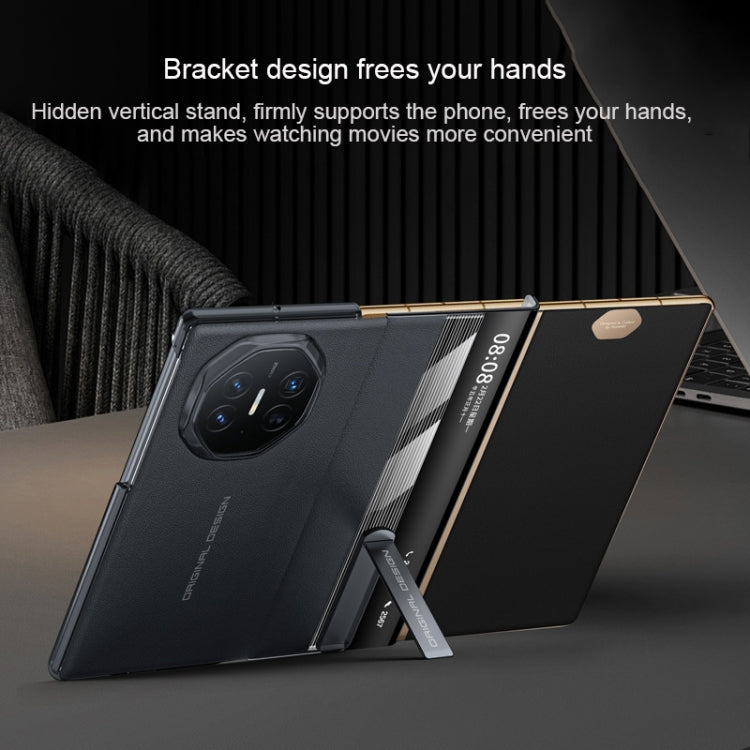 For Huawei Mate XT Ultimate Smart Side View Window Genuine Leather Phone Case(Black) - Huawei Cases by buy2fix | Online Shopping UK | buy2fix