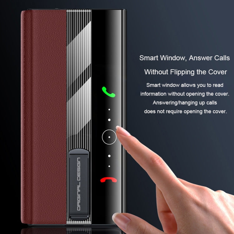 For Huawei Mate XT Ultimate Smart Side View Window Genuine Leather Phone Case(Black) - Huawei Cases by buy2fix | Online Shopping UK | buy2fix