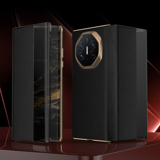 For Huawei Mate XT Ultimate Smart Side View Window Plain Leather Phone Case(Black) - Huawei Cases by buy2fix | Online Shopping UK | buy2fix