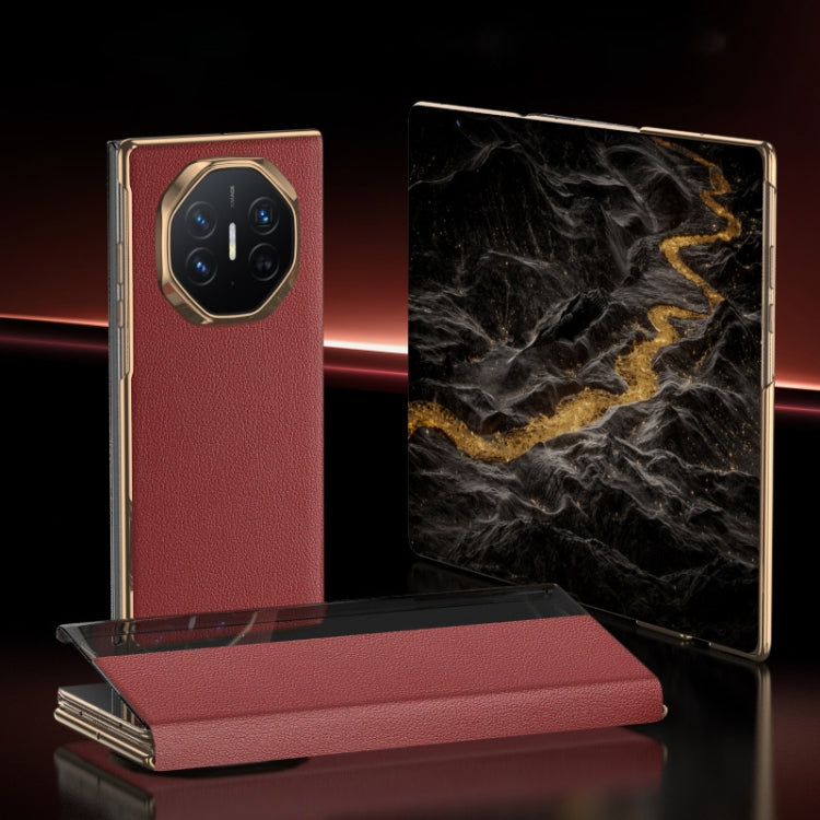 For Huawei Mate XT Ultimate Smart Side View Window Plain Leather Phone Case(Dark Red) - Huawei Cases by buy2fix | Online Shopping UK | buy2fix