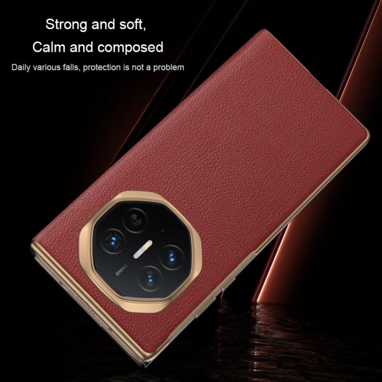 For Huawei Mate XT Ultimate Smart Side View Window Plain Leather Phone Case(Dark Red) - Huawei Cases by buy2fix | Online Shopping UK | buy2fix