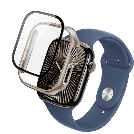 For Apple Watch Series 10/11 46mm imak Integrated Watch Case with Film(Titanium Gold)