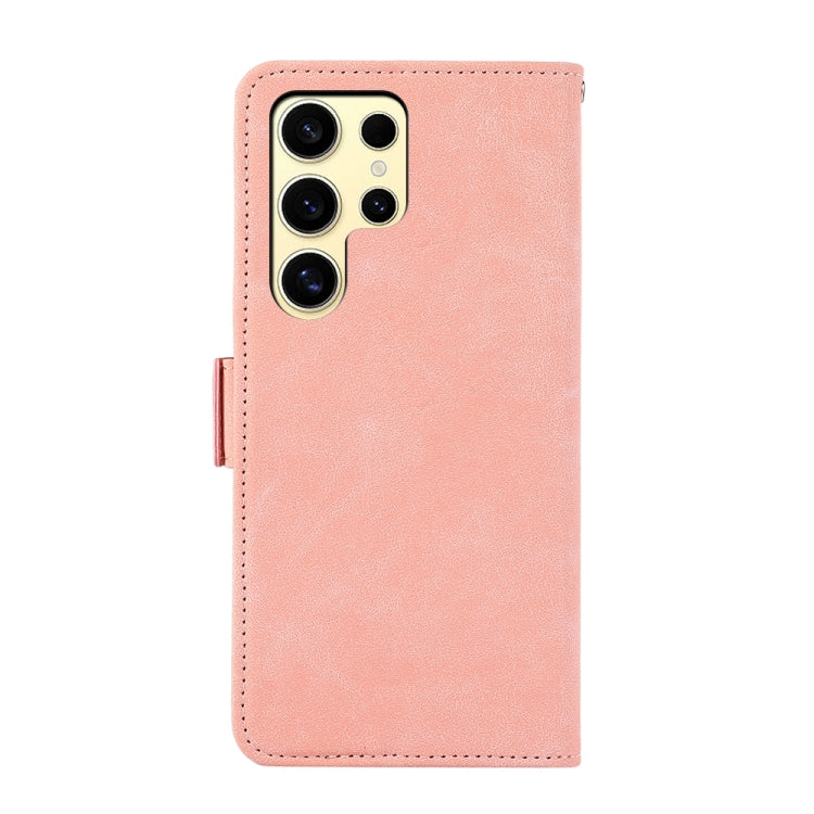 For Samsung Galaxy S25 Ultra 5G ABEEL Frosted Magnetic RFID Leather Phone Case(Pink) by buy2fix