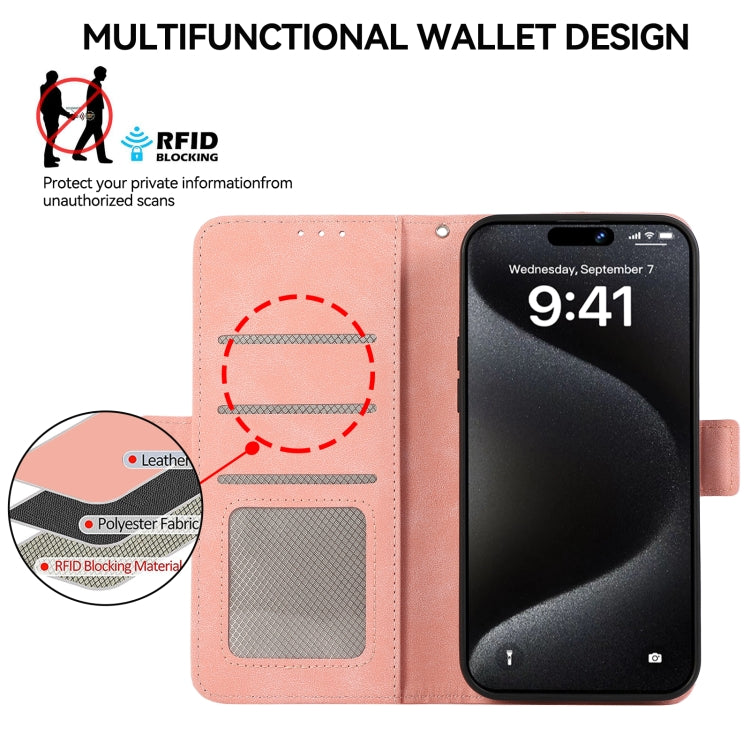For Samsung Galaxy S25 Ultra 5G ABEEL Frosted Magnetic RFID Leather Phone Case(Pink) by buy2fix