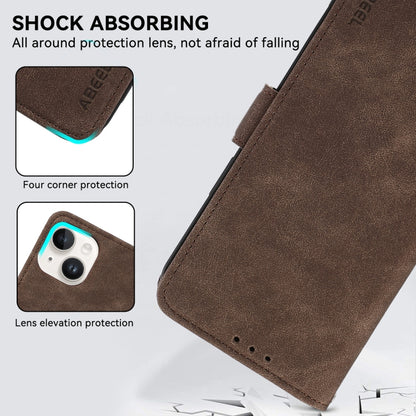 For Samsung Galaxy S25 Ultra 5G ABEEL Frosted Magnetic RFID Leather Phone Case(Brown) - Galaxy S25 Ultra 5G Cases by buy2fix | Online Shopping UK | buy2fix