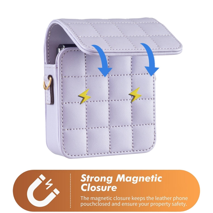 For Samsung Galaxy Z Flip6 BFB04 Plaid Crossbody Fold Phone Bag(Purple) by buy2fix