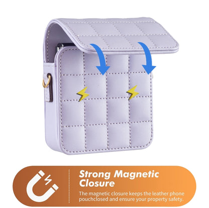 For Samsung Galaxy Z Flip6 BFB04 Plaid Crossbody Fold Phone Bag(Purple) by buy2fix