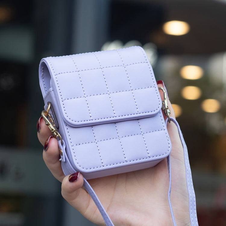 For Samsung Galaxy Z Flip6 BFB04 Plaid Crossbody Fold Phone Bag(Purple) by buy2fix