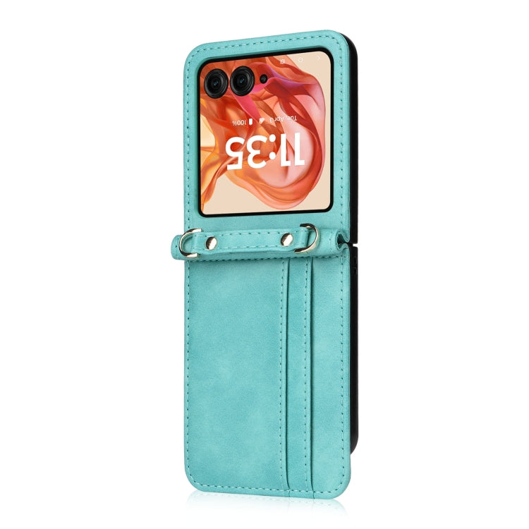 For Motorola Razr 50 Crossbody Card Bag PU Folding Phone Case(Green) by buy2fix