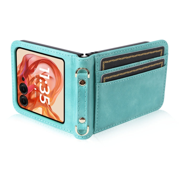 For Motorola Razr 50 Crossbody Card Bag PU Folding Phone Case(Green) by buy2fix