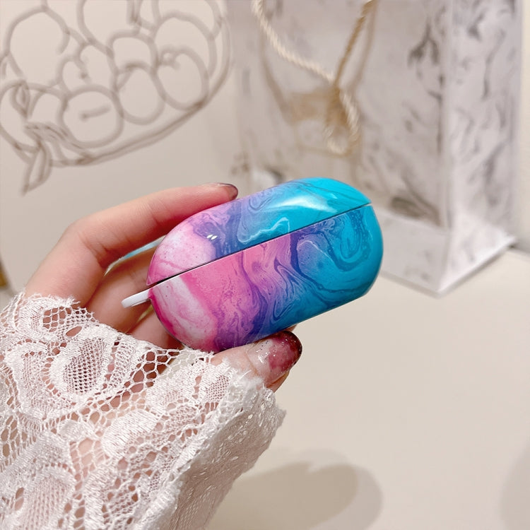 For Beats Solo Buds Marble Texture Glossy PC Earphone Protective Case(Aqua Blue) - Other Case by buy2fix | Online Shopping UK | buy2fix