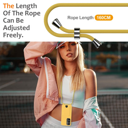 For Samsung Galaxy S25+ 5G Integrated Card Bag Solid Color Liquid Silicone Phone Case with Lanyard(Yellow) - Galaxy S25+ 5G Cases by buy2fix | Online Shopping UK | buy2fix