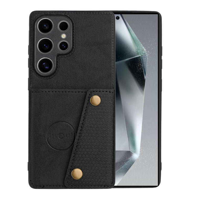 For Samsung Galaxy S25 Ultra 5G Double Buckle Card Slots Magnetic Phone Case(Black) by buy2fix