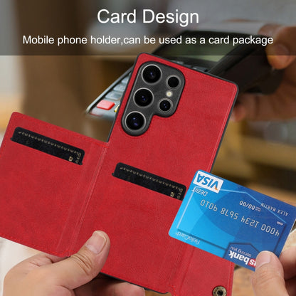 For Samsung Galaxy S25 Ultra 5G Double Buckle Card Slots Magnetic Phone Case(Black) by buy2fix