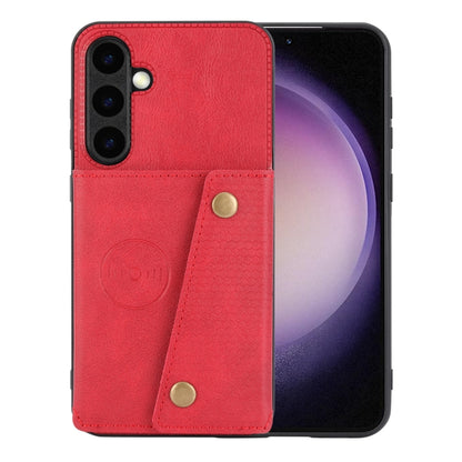 For Samsung Galaxy S25+ 5G Double Buckle Card Slots Magnetic Phone Case(Red) - Galaxy S25+ 5G Cases by buy2fix | Online Shopping UK | buy2fix