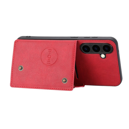 For Samsung Galaxy S25+ 5G Double Buckle Card Slots Magnetic Phone Case(Red) - Galaxy S25+ 5G Cases by buy2fix | Online Shopping UK | buy2fix